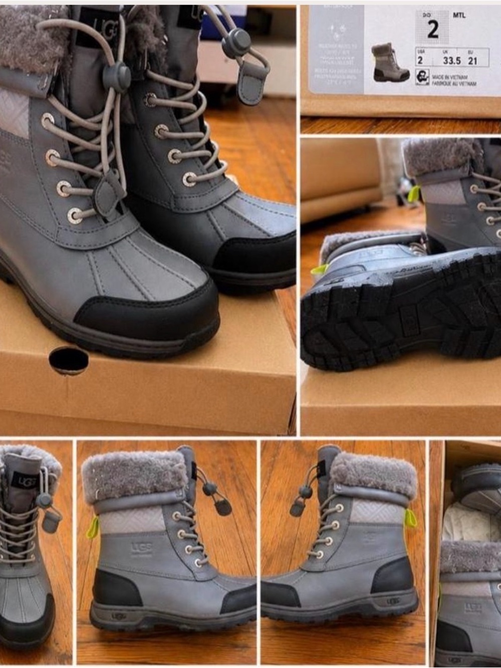 UGG Gray and Black Women's Insulated Lace-Up Winter Boots